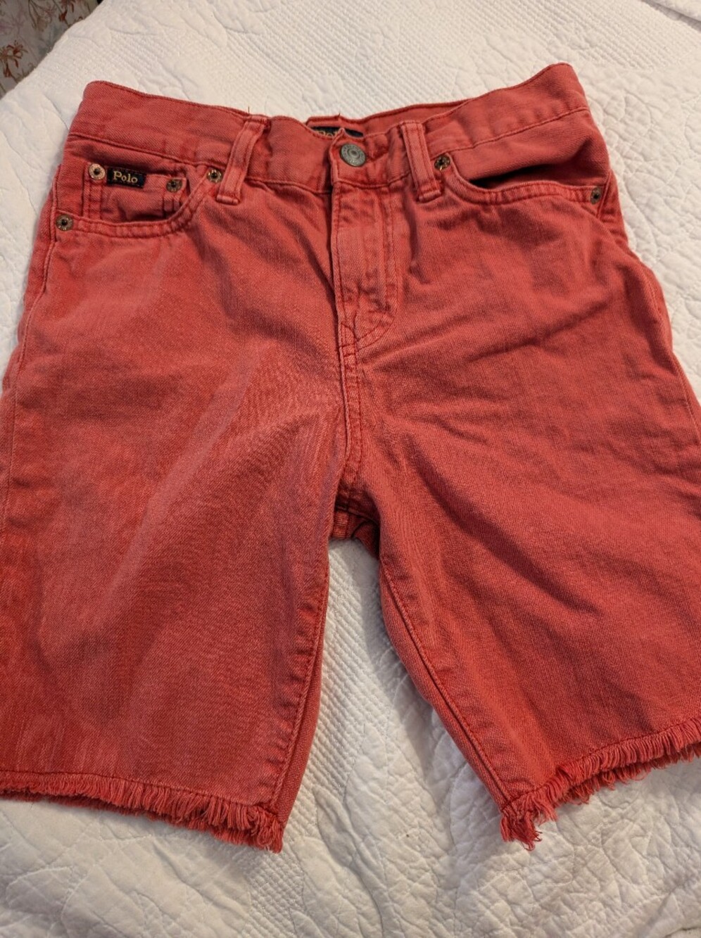 Polo Ralph Lauren Kids Frayed - Style  Denim Shorts Salmon Pink Size M 10-12
